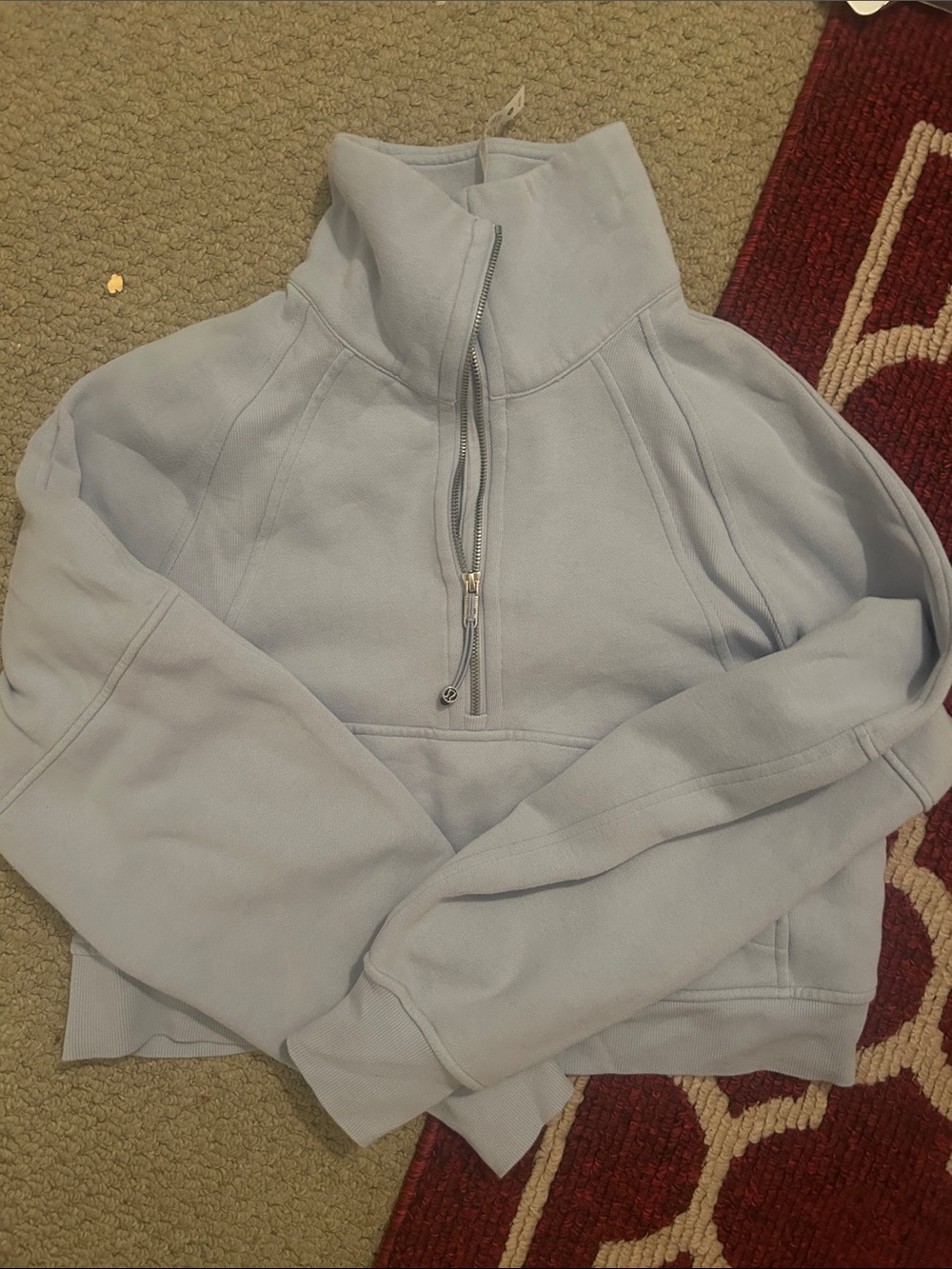 lululemon athletica Light Blue Half-Zip Cowl Pullover